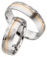 Linden Trauringe / Eheringe Bicolor Zumikon mit Diamanten 0.008 ct. - 1447/1448